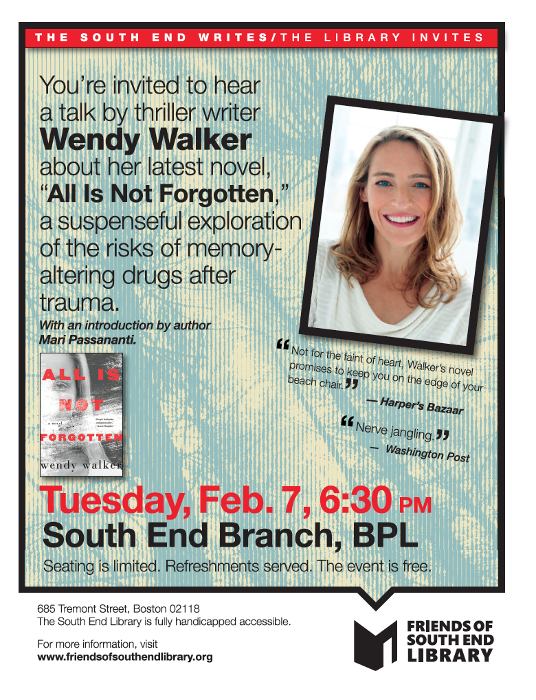 Reserve dubbellaag borstel Suspense Writer Wendy Walker Will Be at the SE Library on Tuesday, February  7, to Read from Her Debut Thriller, “All Is Not Forgotten” — FOSEL: Friends  of the South End Library