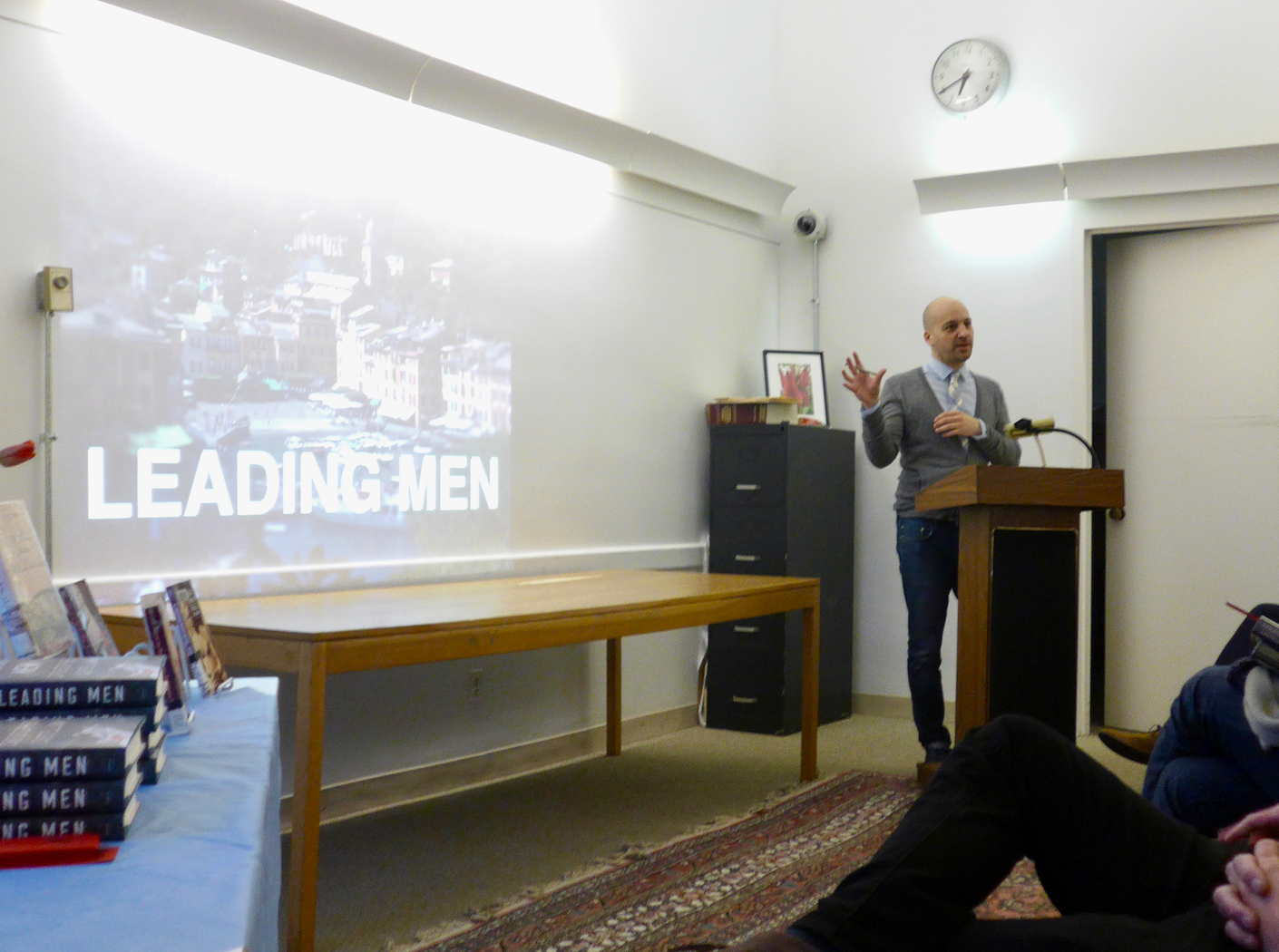 Chris Castellani presented a slide show of “real and imagined'“ characters in his latest novel , Leading Men