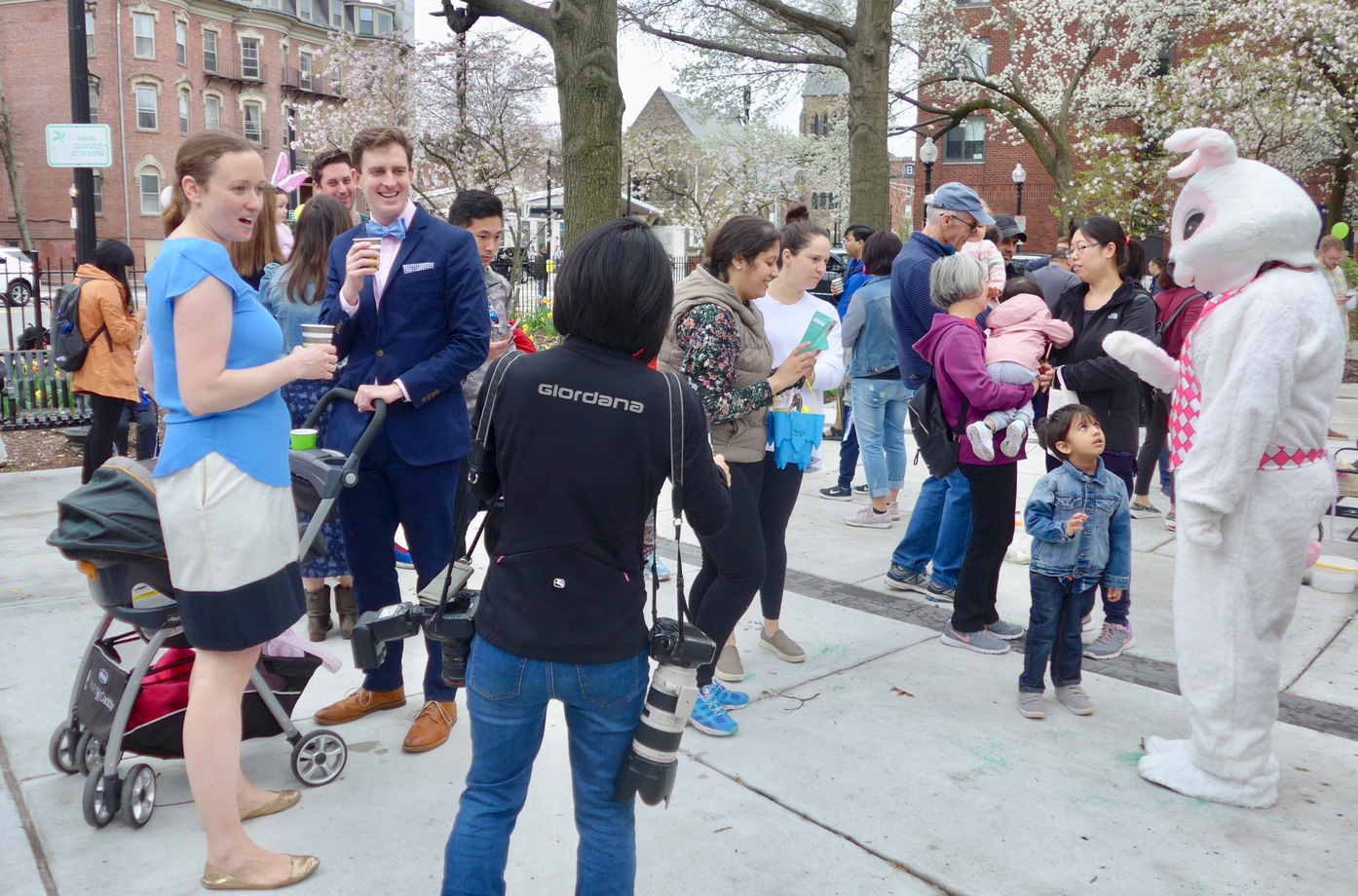 The Easter Bunny was at the center of attention of little kids and their parents
