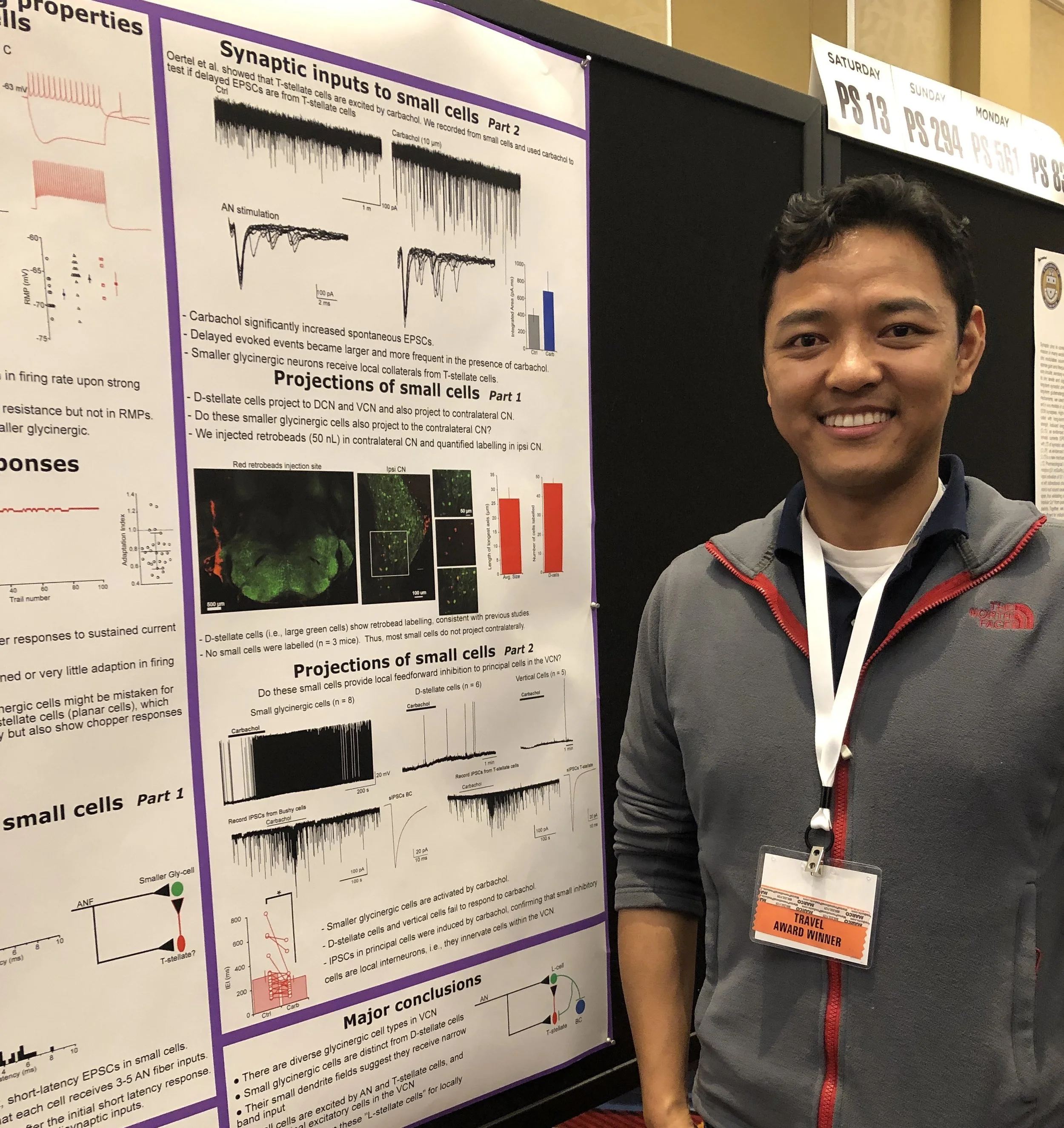 Tenzin Ngodup, Ph.D., represents his HHF-funded tinnitus project at ARO.