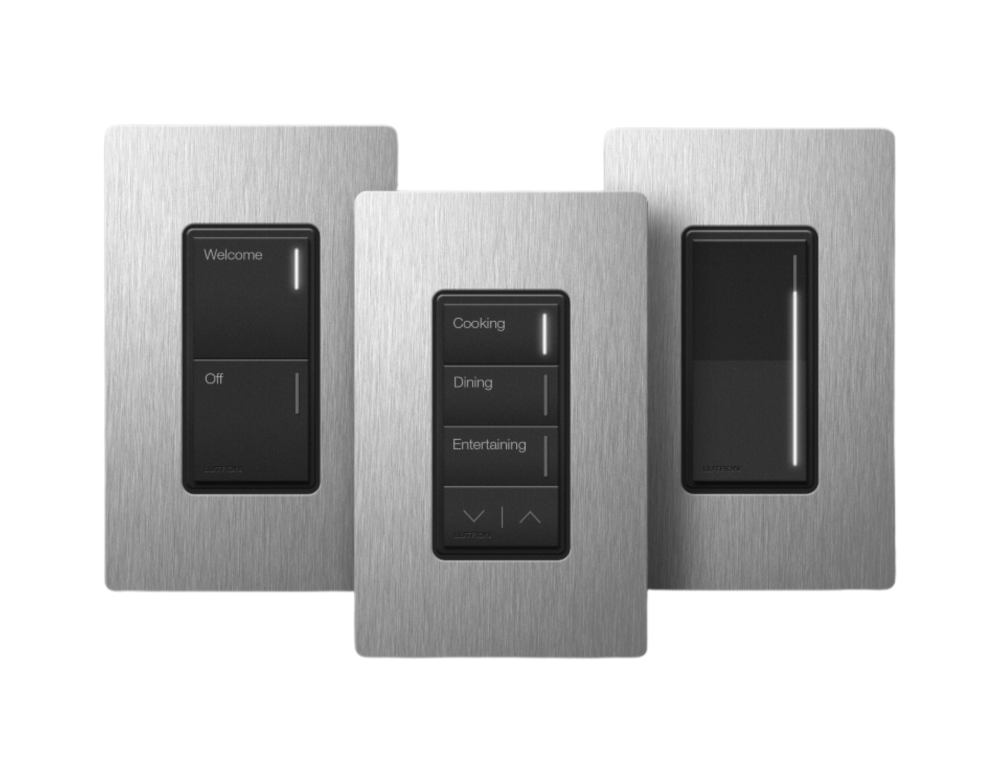 Lutron keypad and dimmer controls with premium wall plates