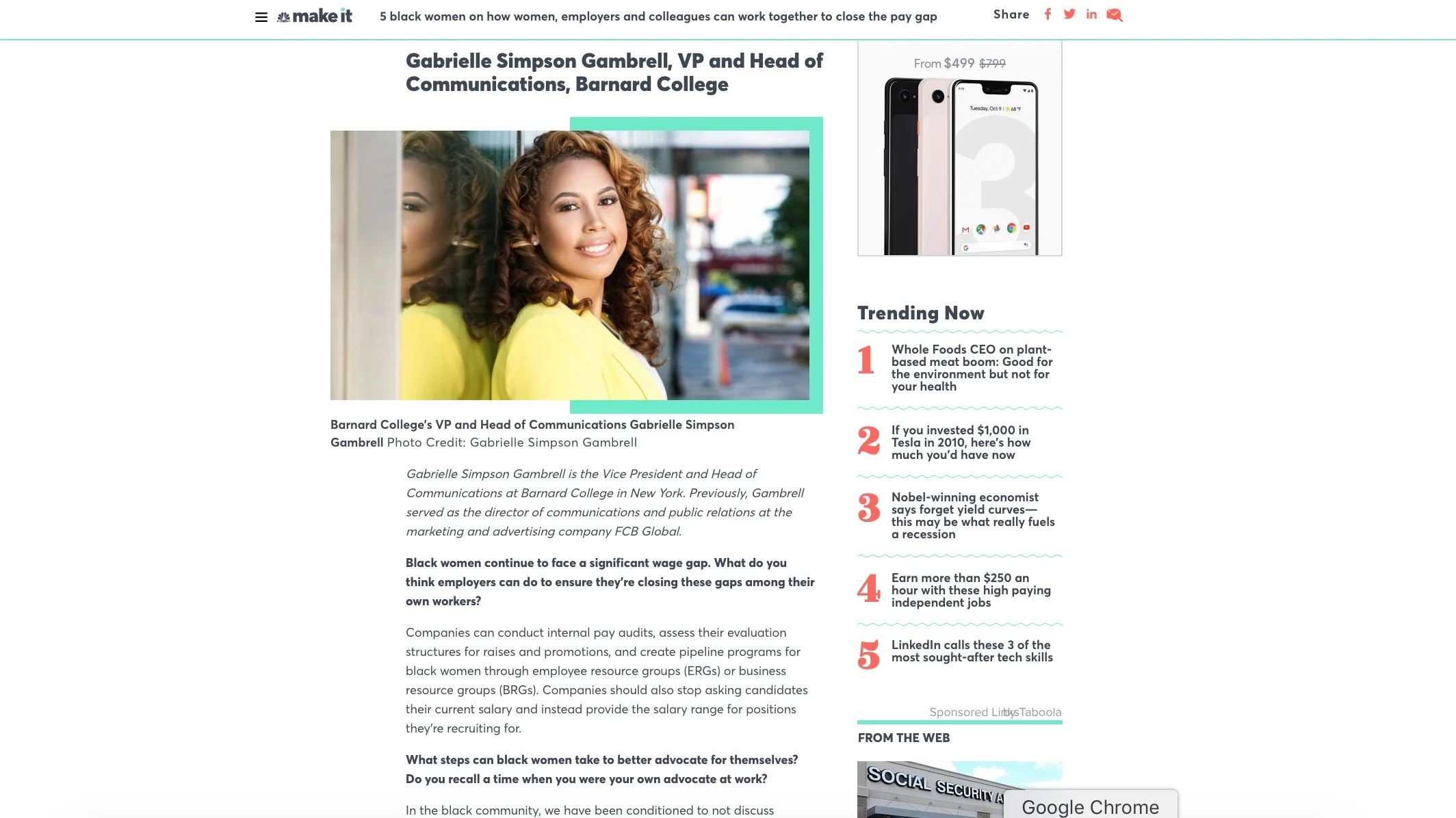 Gabrielle Simpson speaks with CNBC on #BlackWomensEqualPayDay