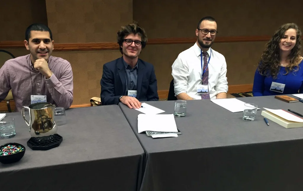 “States of Imagination” panel, from left to right: Omar Sirri (University of Toronto), Pelle Valentin Olsen (University of Chicago), Carl Shook (University of Chicago), and Annie Greene (University of Chicago)