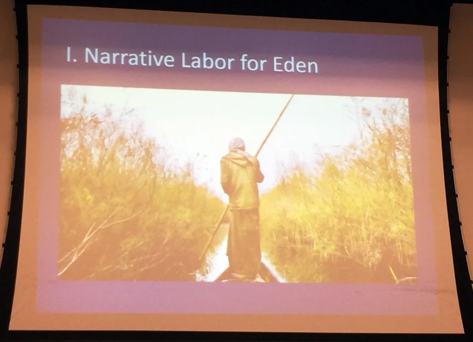 Slide presentation by Dr. Bridget Guarasci, “Narrative Labor on Eden” (Photo Credit: Alda Benjamen, 2015)