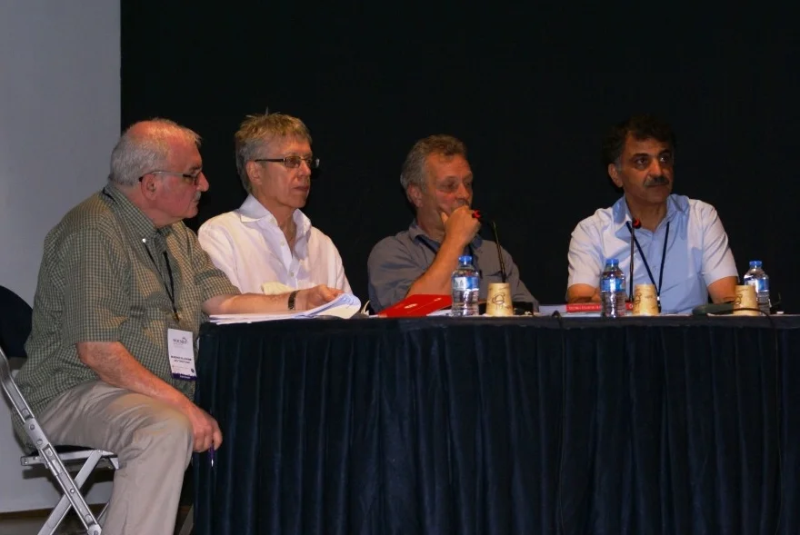 The panel on “Iraq: Human Costs of Occupation,” organized by the International Association of Middle Eastern Studies (IAMES) in cooperation with the International Association of Contemporary Iraqi Studies (IACIS). From right to left: Dr. Faris Nadhmi (Iraq), Dirk Adriaensens (Belgium), moderator Prof. Raymond Baker, and Dr. Mundher Al- Adhami (Iraq). (Photo credit: Bie Kentane, Belgium, 2014)