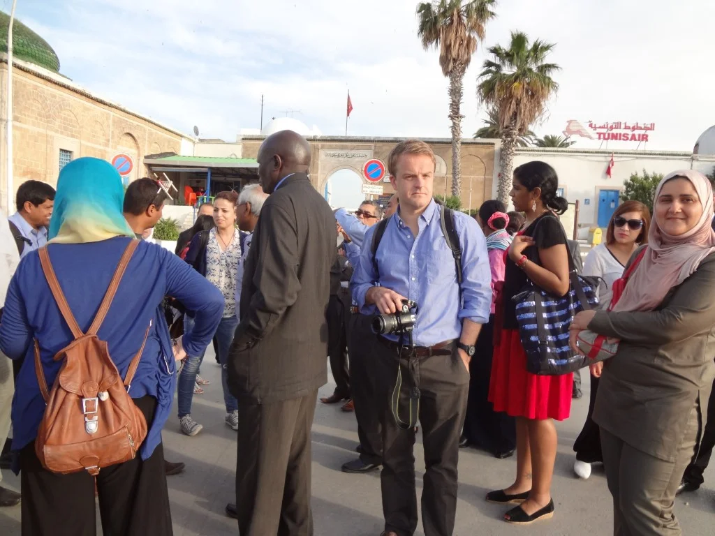 Participants of the Memory and Action workshop visited downtown Tunis, the site of the demonstrations during the “Tunisian Spring.”