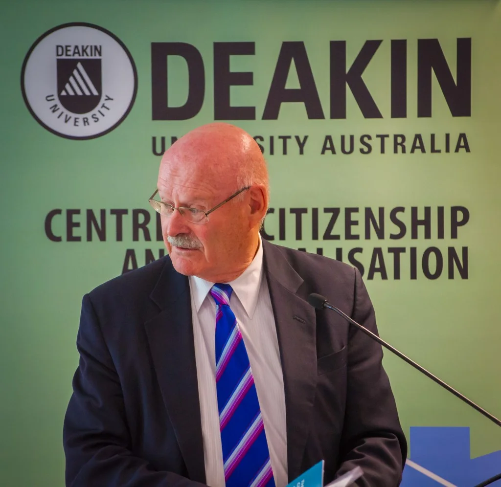 Professor Michael C. Hudson (National University of Singapore) addressing the crowd (Credit: Deakin University).