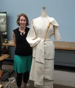 Dr. Amy Gansell poses with the finished garment (Photo credit: Amy Gansell, 2013)