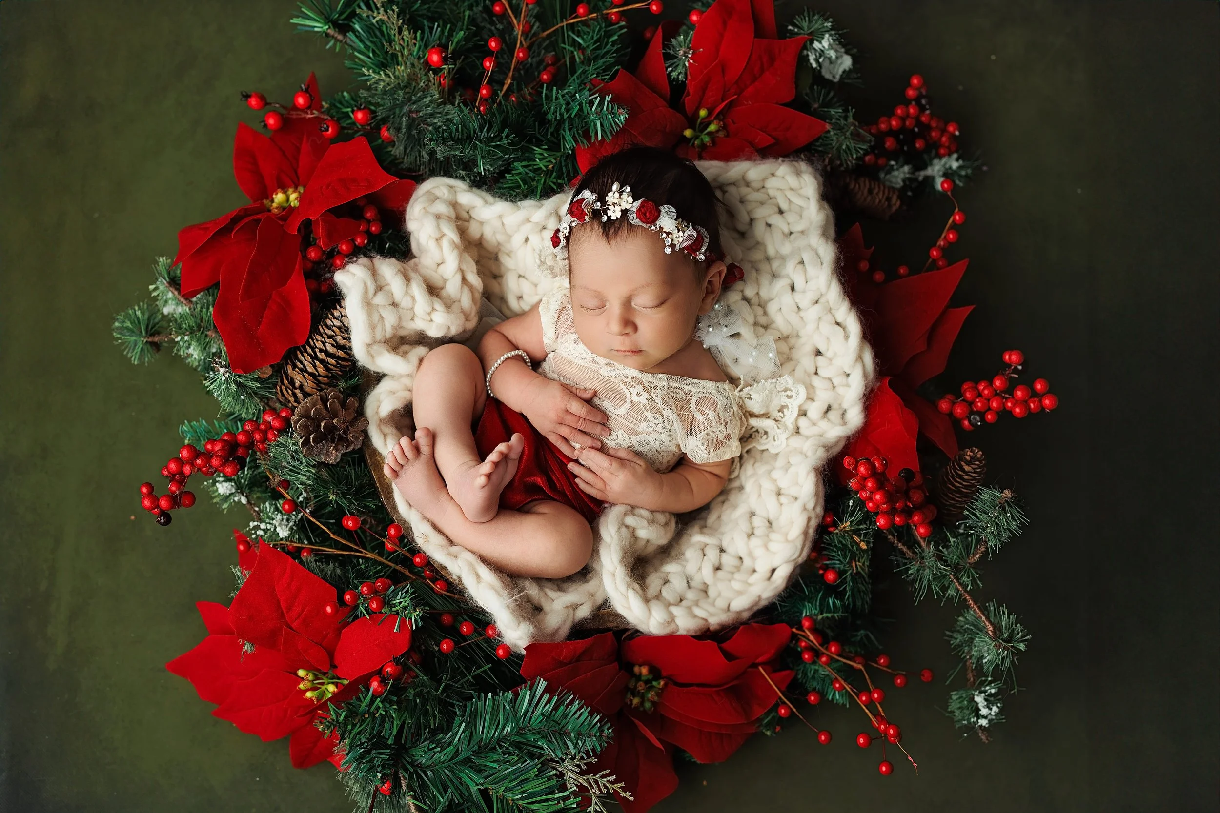 Christmas newborn picture in studio