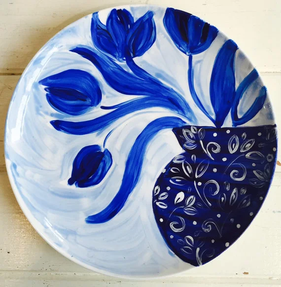 Blue Tulips Plate