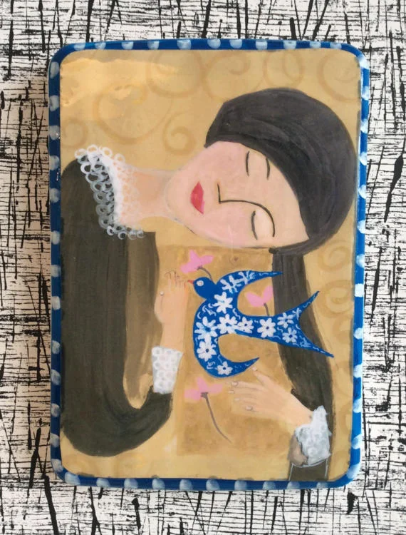 Girl with the Bird -Tile2