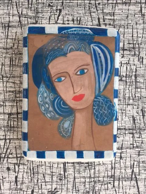 Blue Hair Madona Tile