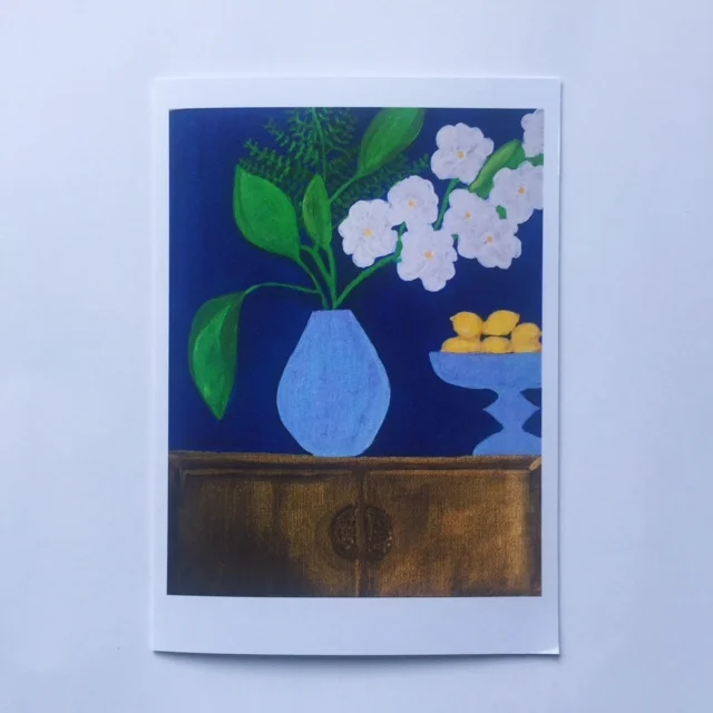 Lemons and Blue Vase Card