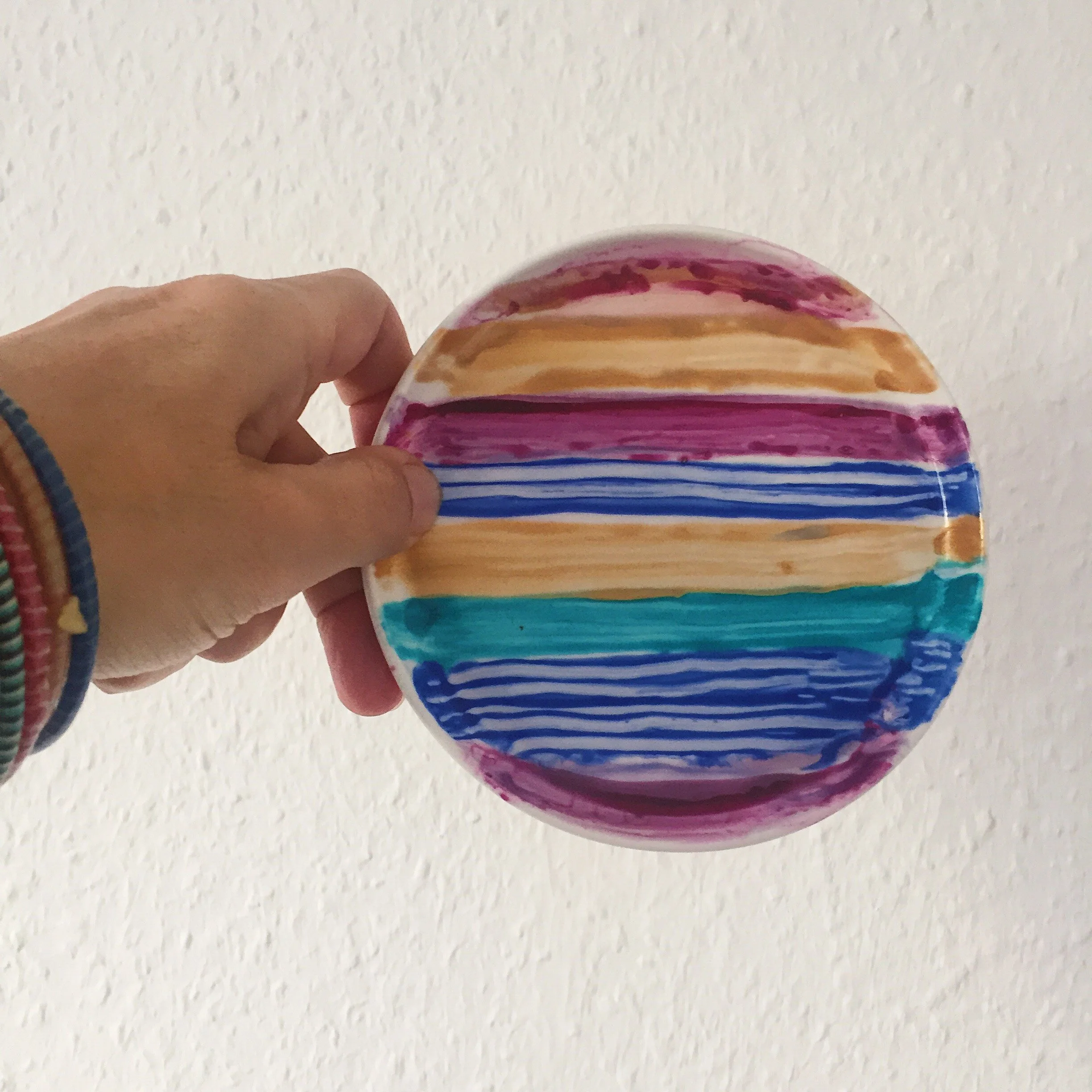 Small Bowl - pink and turquoise onion