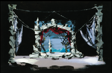 Set Designs for Tchaikovsky's ballets "Swan Lake" (Opera de Paris, 1956)  Gouache on paper, signed. Size: 25 by 37 cm.