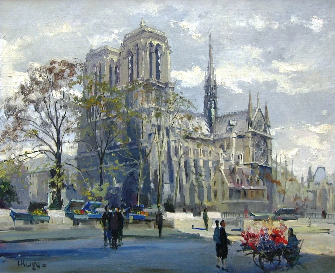 Notre - Dame de Paris. Oil on canvas. Signed. Size: 42 x 59 cm.