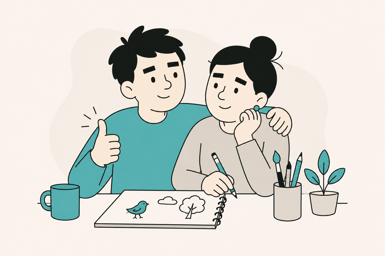 Een collega-illustrator als buddy