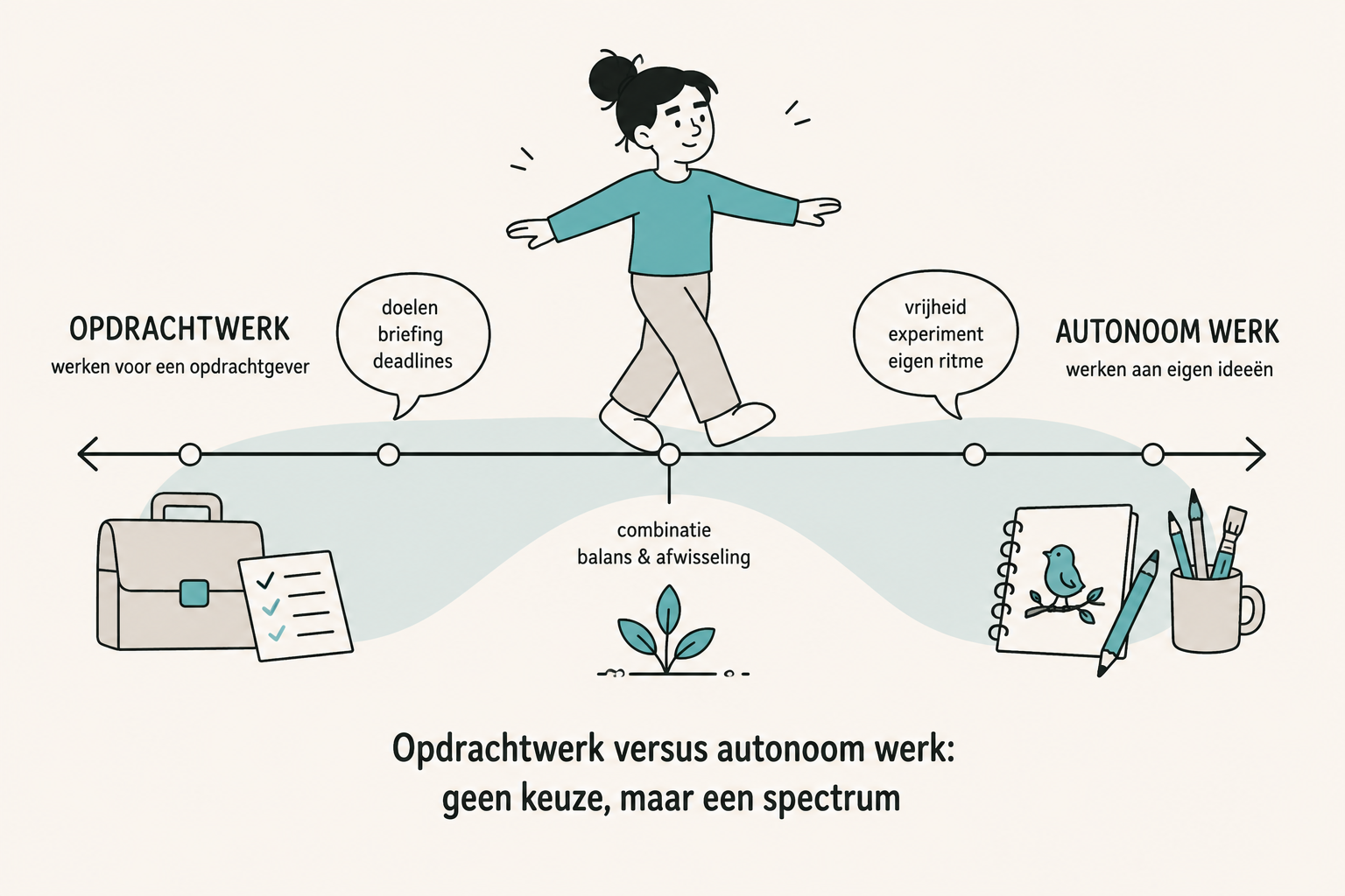 Opdrachtwerk versus autonoom werk: geen keuze, maar een spectrum