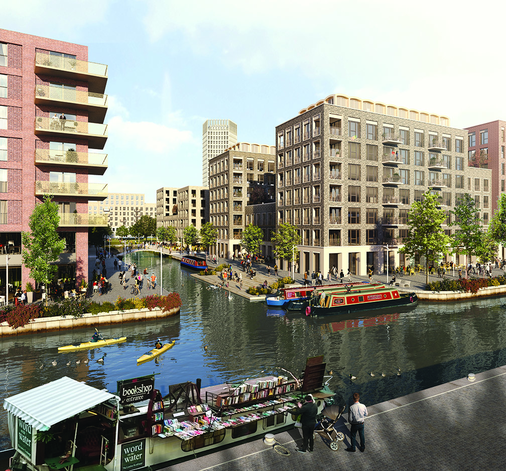 CGI of the proposed canal-side living at Meridian Water
