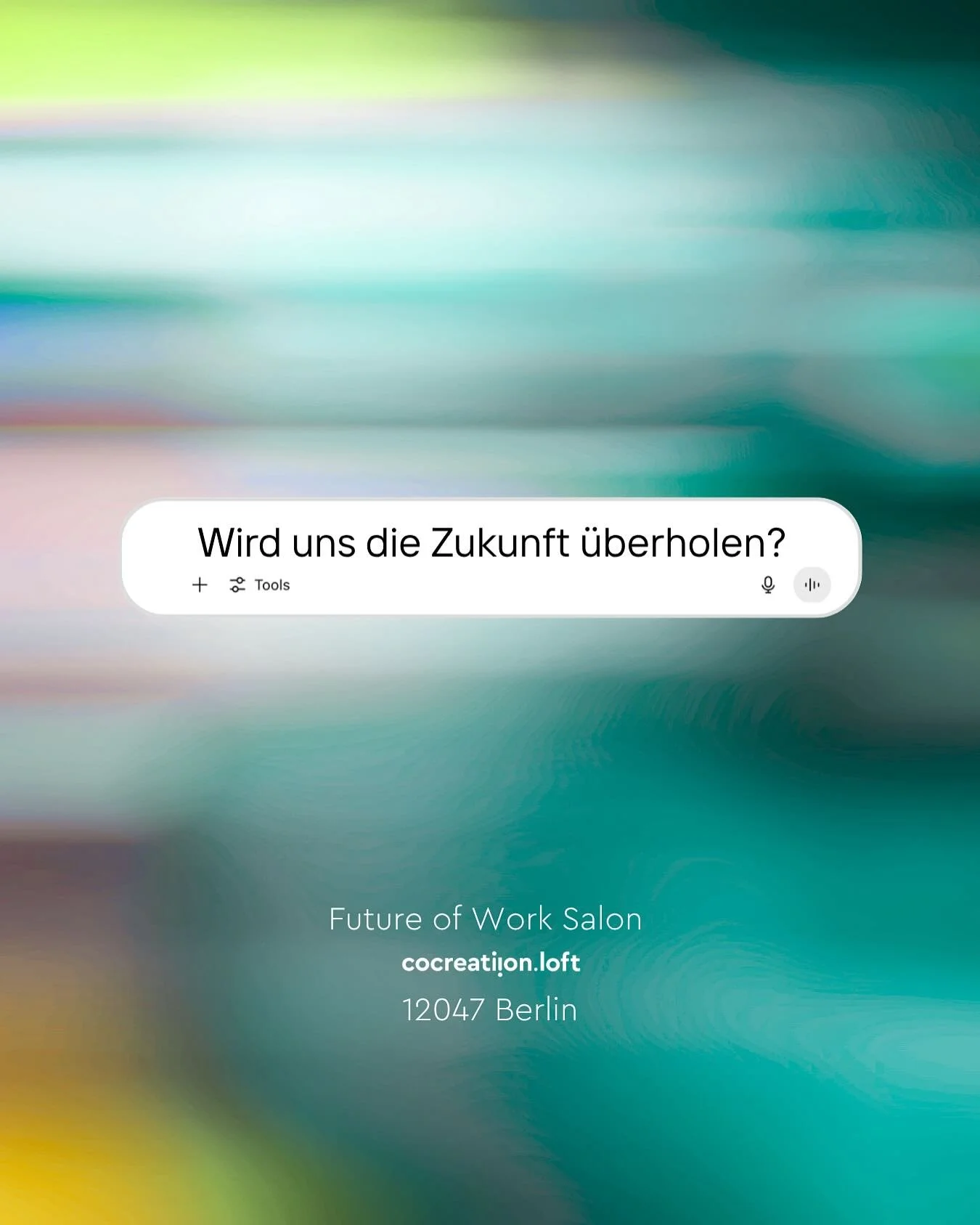 Die Zukunft zieht an uns vorbei – oder?
🔮 Salon: Wird uns die Zukunft überholen?
📅 Mittwoch, 30. Juli
🕕 18:45–21:00 Uhr
📍 cocreation.loft, Berlin
Technologien rennen. Systeme brechen auf. Werte verschieben sich.
Und wir? Versuch