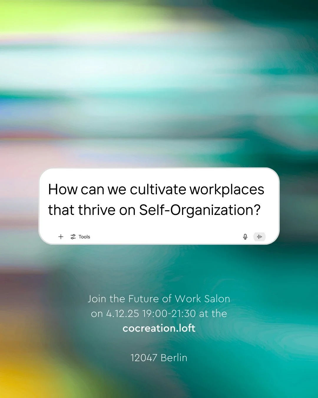 How can we cultivate workplaces that thrive on self-organization?

In this Future of Work Salon, we&rsquo;ll explore what happens when teams move from control to co-creation and how shared decision-making can unlock resilience, purpose, and trust.

T