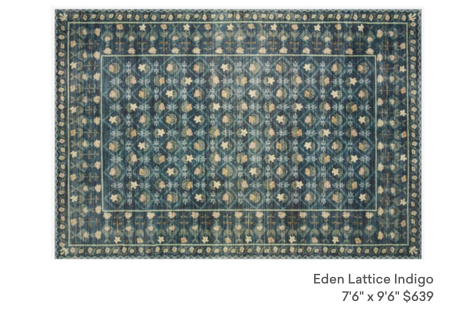 eden lattice indigo 7.6x9.6 rifle and paper company by loloi area rug in stock at mouery's flooring in springfield, missouri
