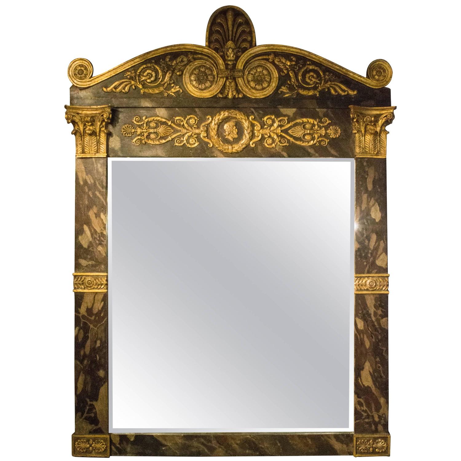 Mid 19th Century Italian Empire Faux Marble And Gilt Overmantle Mirror John Bly Antiques Five Generations Of Dealing In Fine Mid 19th Century Italian Empire Faux, Victorian Overmantle Mirror Ireland