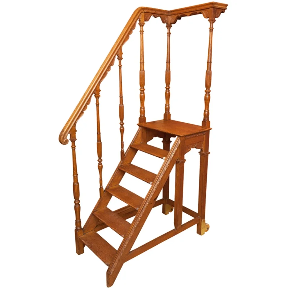 Set of Oak Library Steps made for Gonville and Caius College Library, Cambridge University