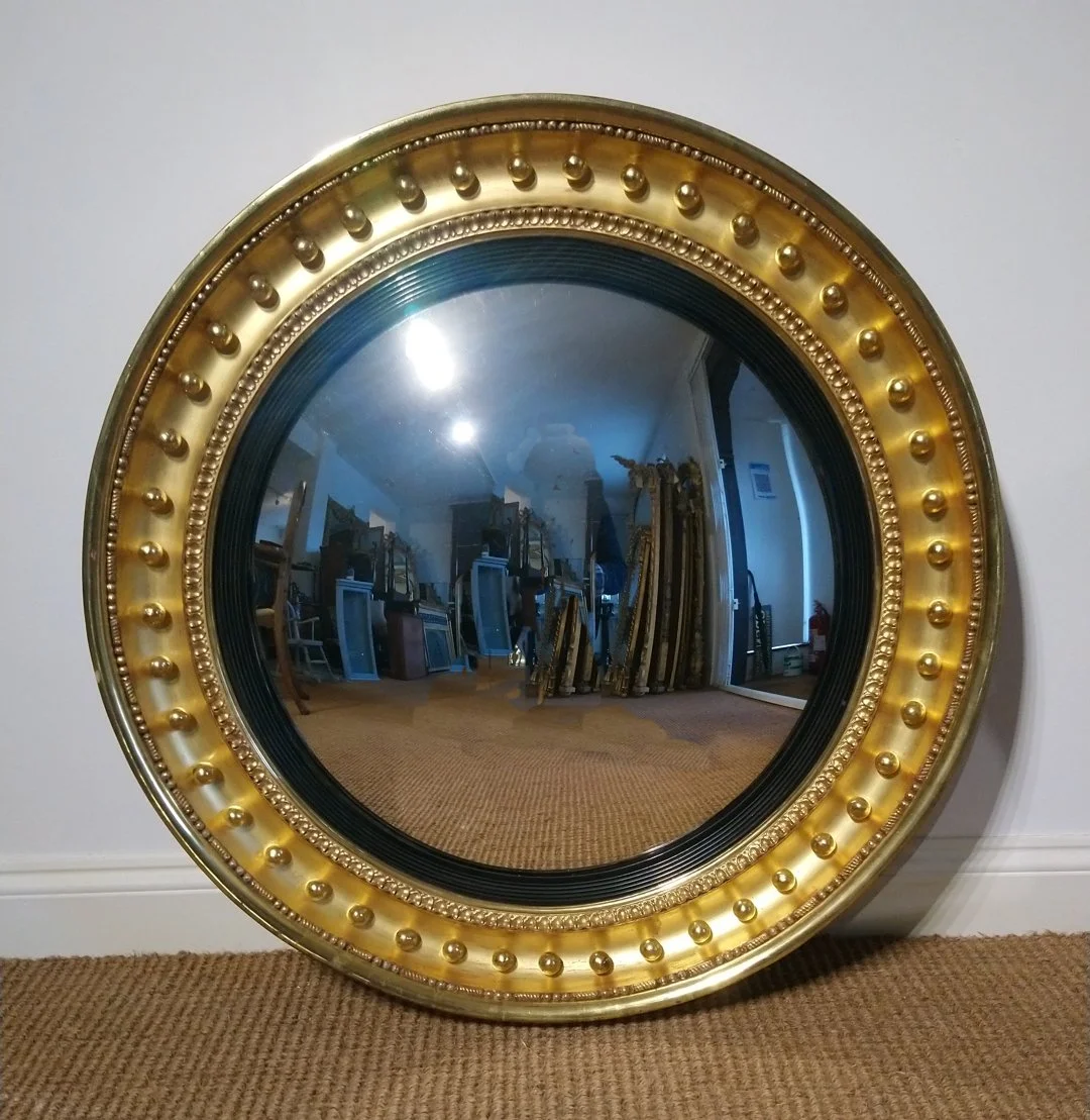 Exceptional Regency Period Convex Mirror of Large Size.