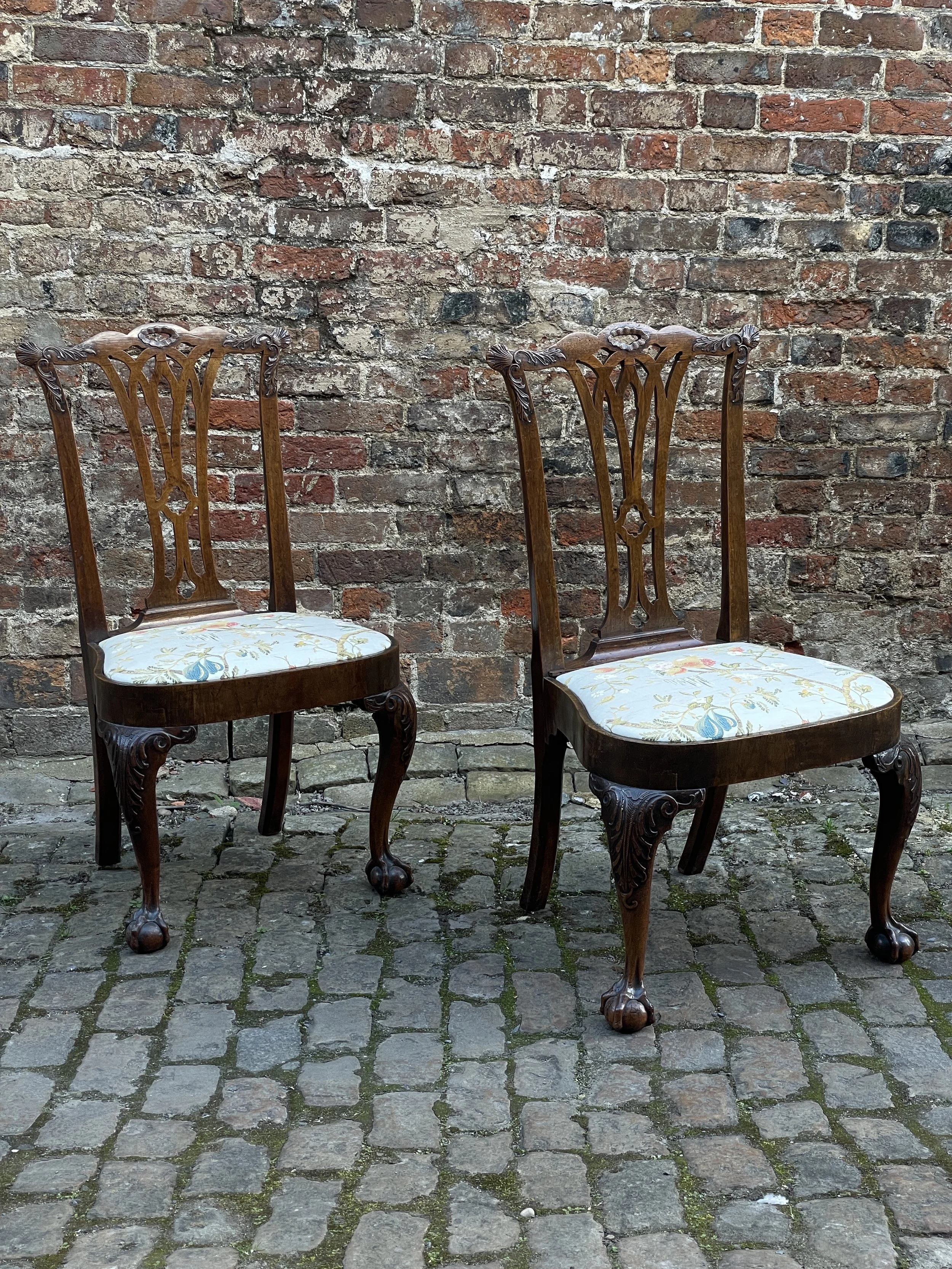 A Fine Pair of George II period walnut Side Chairs
