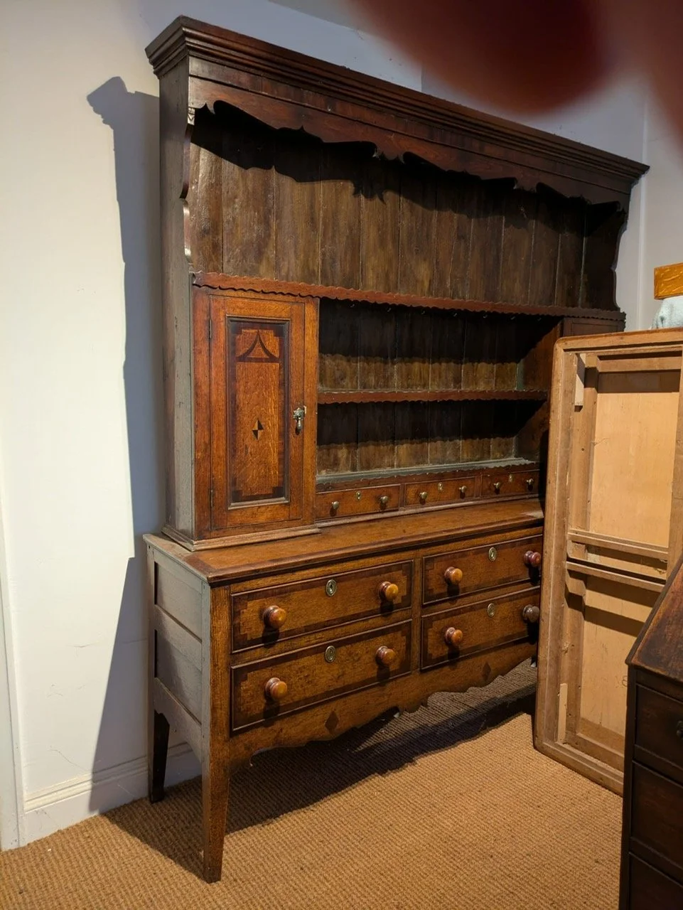 Early 19th Century Revival Oak Dresser.