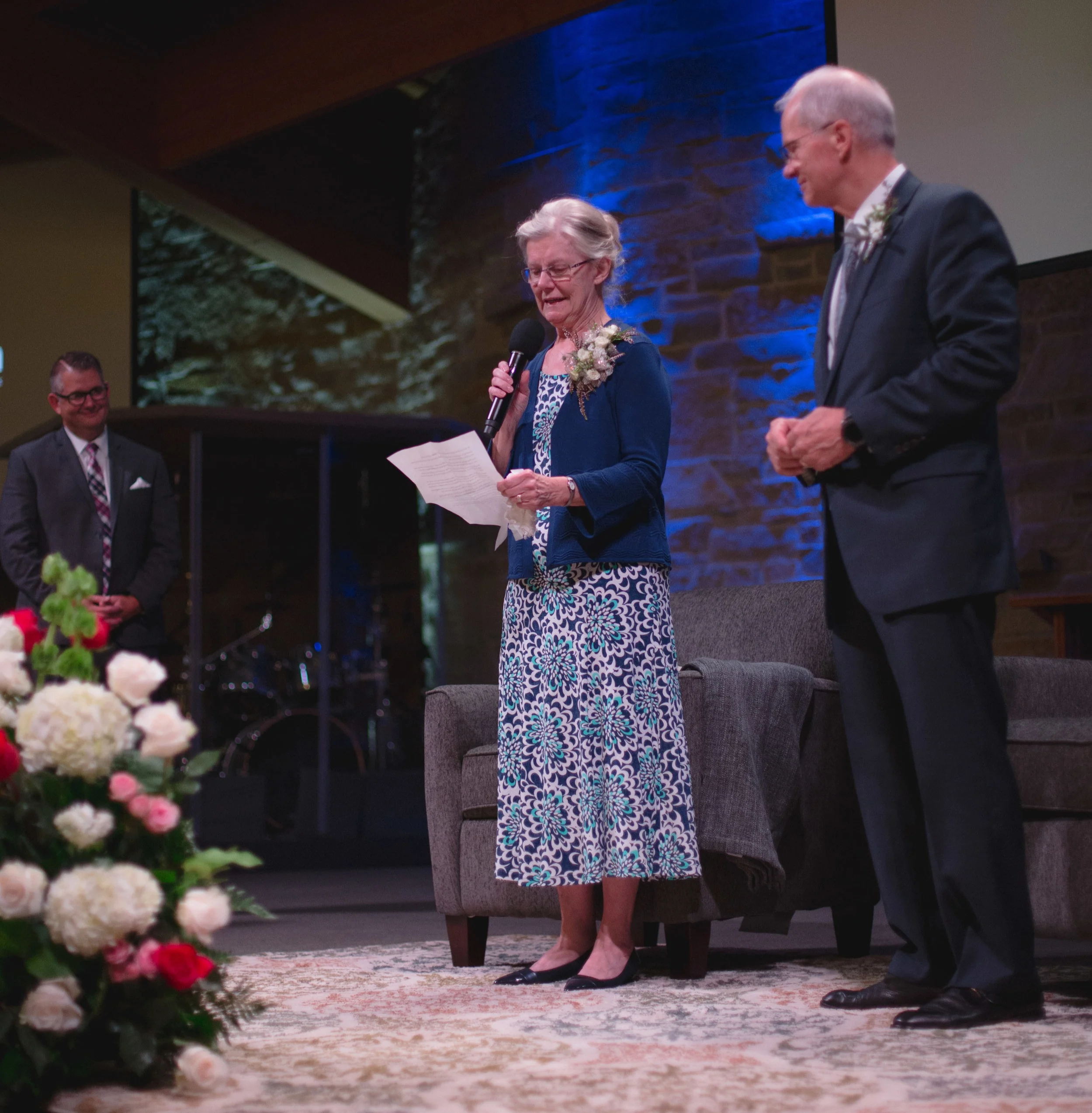 Diane Tamel addressing the congregation during their Retirement Celebration.