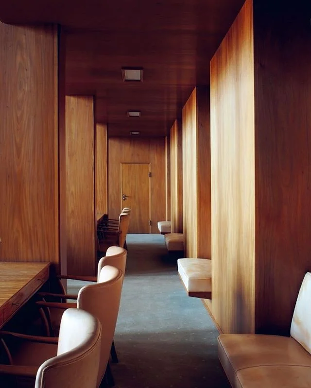 Northern lights. The Council Chamber at the Frederiksberg Town Hall, one of Copenhagen&rsquo;s undiscovered architectural jewels. Designed by Henning Hansen, Carl Nimb, and Helge Homb, it opened 1945. The furniture, most likely designed by Nimb and H