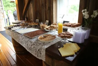 Kokomo, Indiana Rustic Barn Reception Food Table and Decor