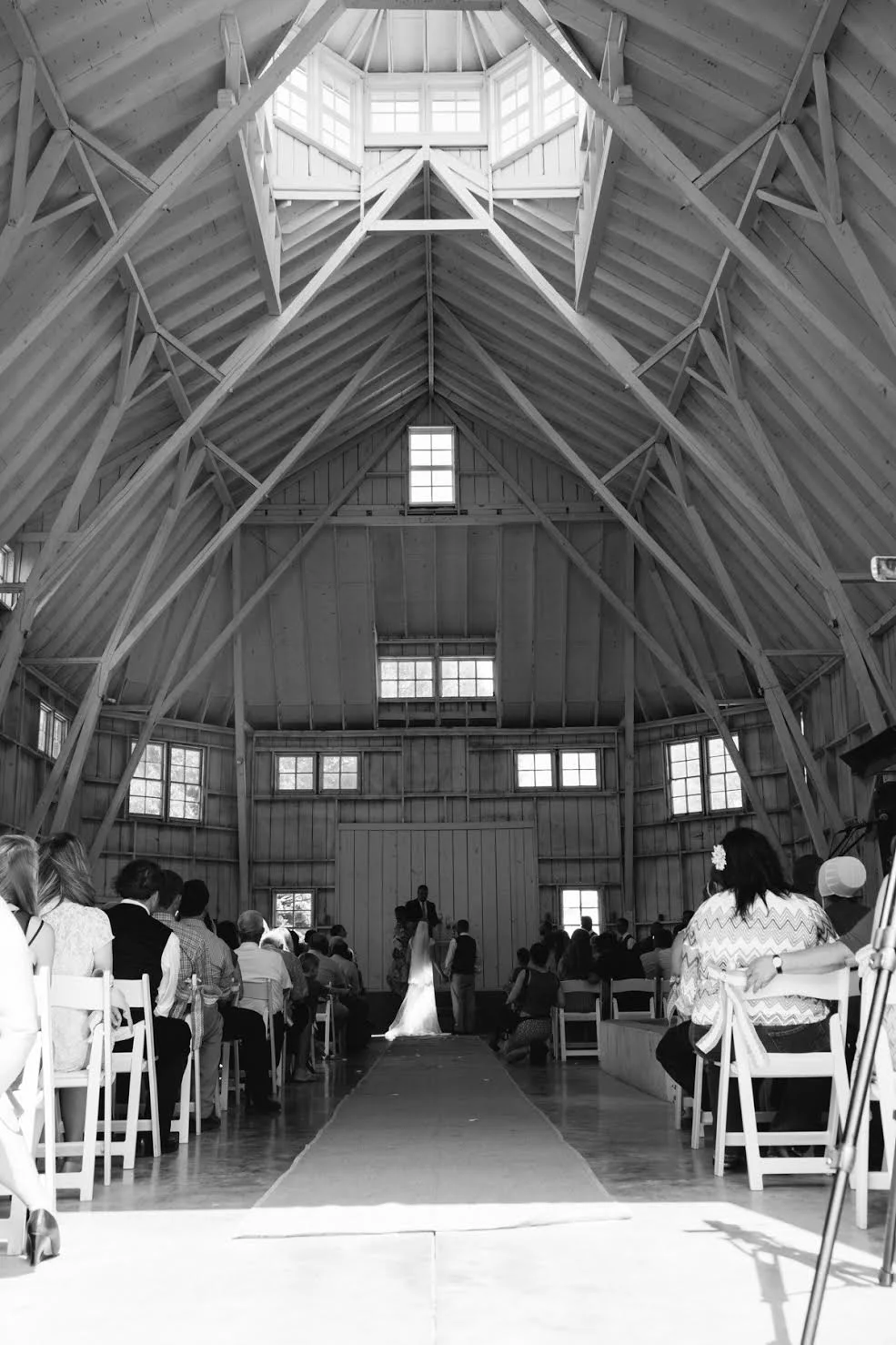 Wedding ceremony in a large barn