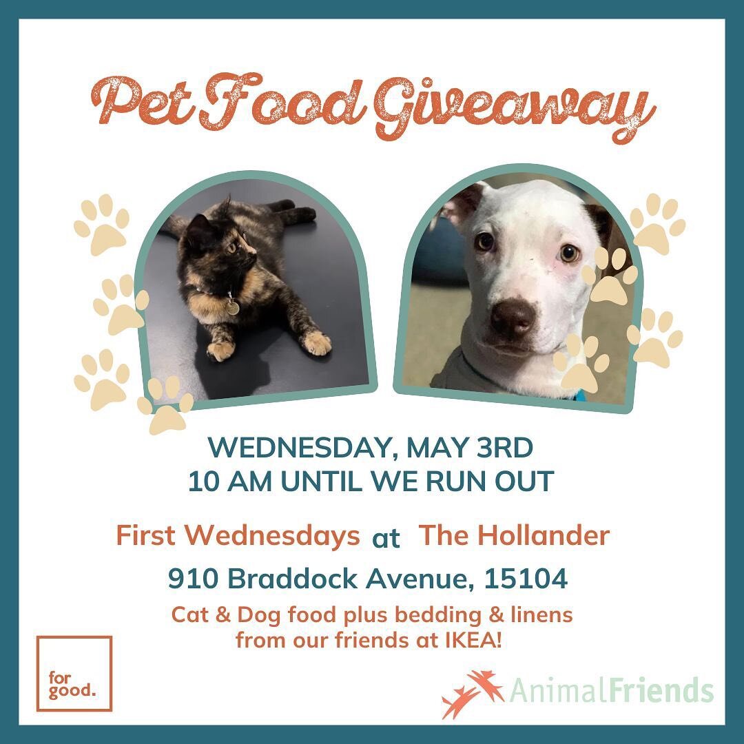 It&rsquo;s the first week of the month! We&rsquo;re back this Wednesday at 10:00 am outside the Hollander for our pet food giveaway and free market! Thanks to the generosity of our partners at @animal_friendsinc and @ikeausa we&rsquo;ll have cat and 