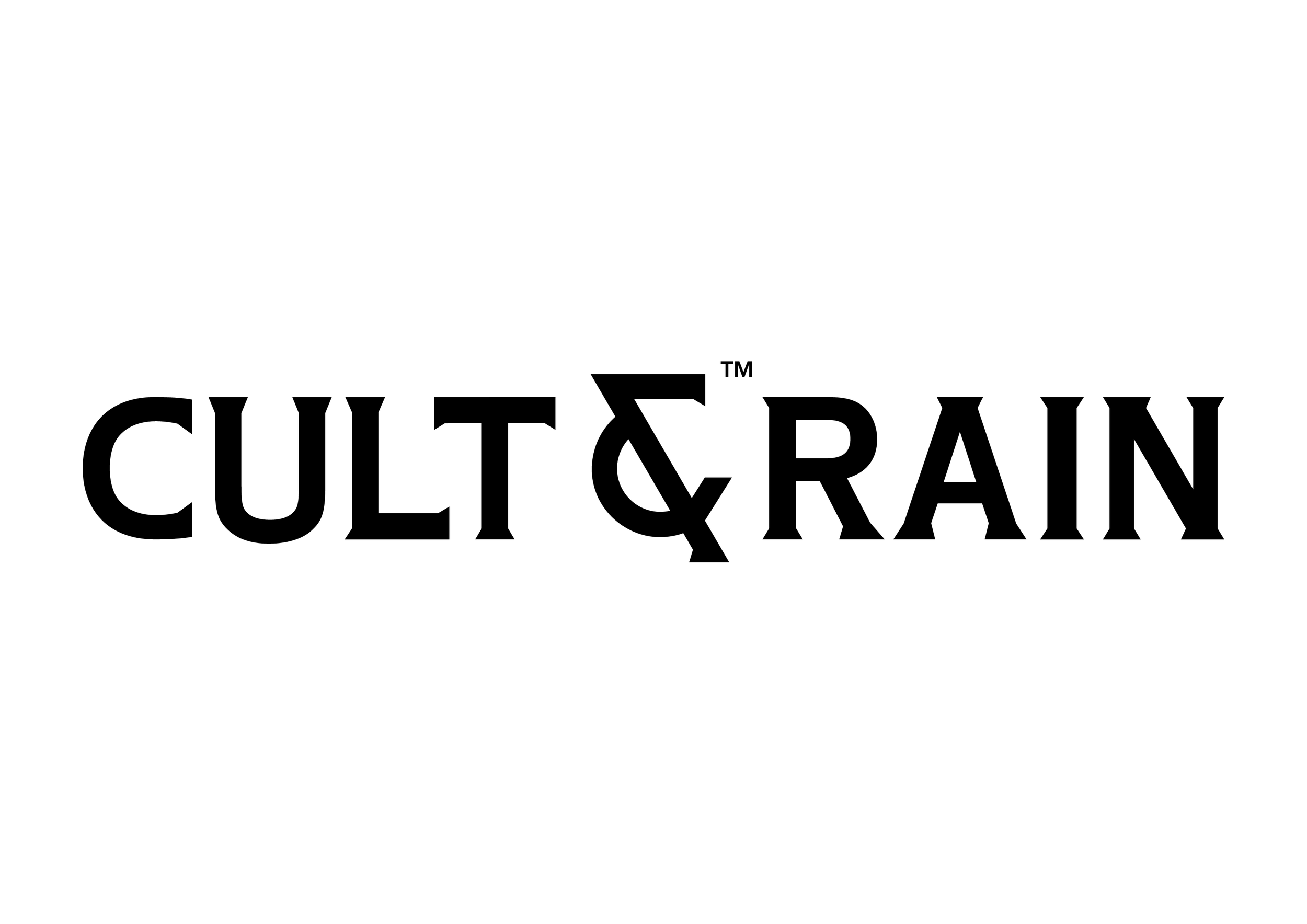  CULT&amp;RAIN logo &amp; icon, evoking modern luxury, in classic black. 