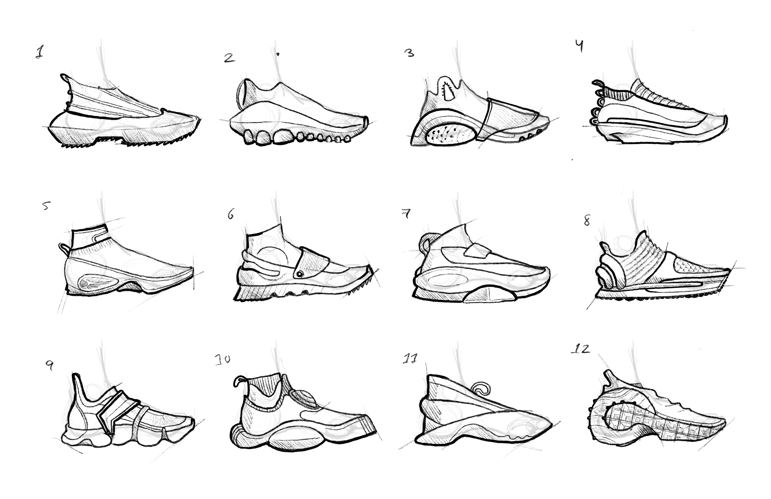 An example of my creative process, exploration of styles for the Genesis Collection.