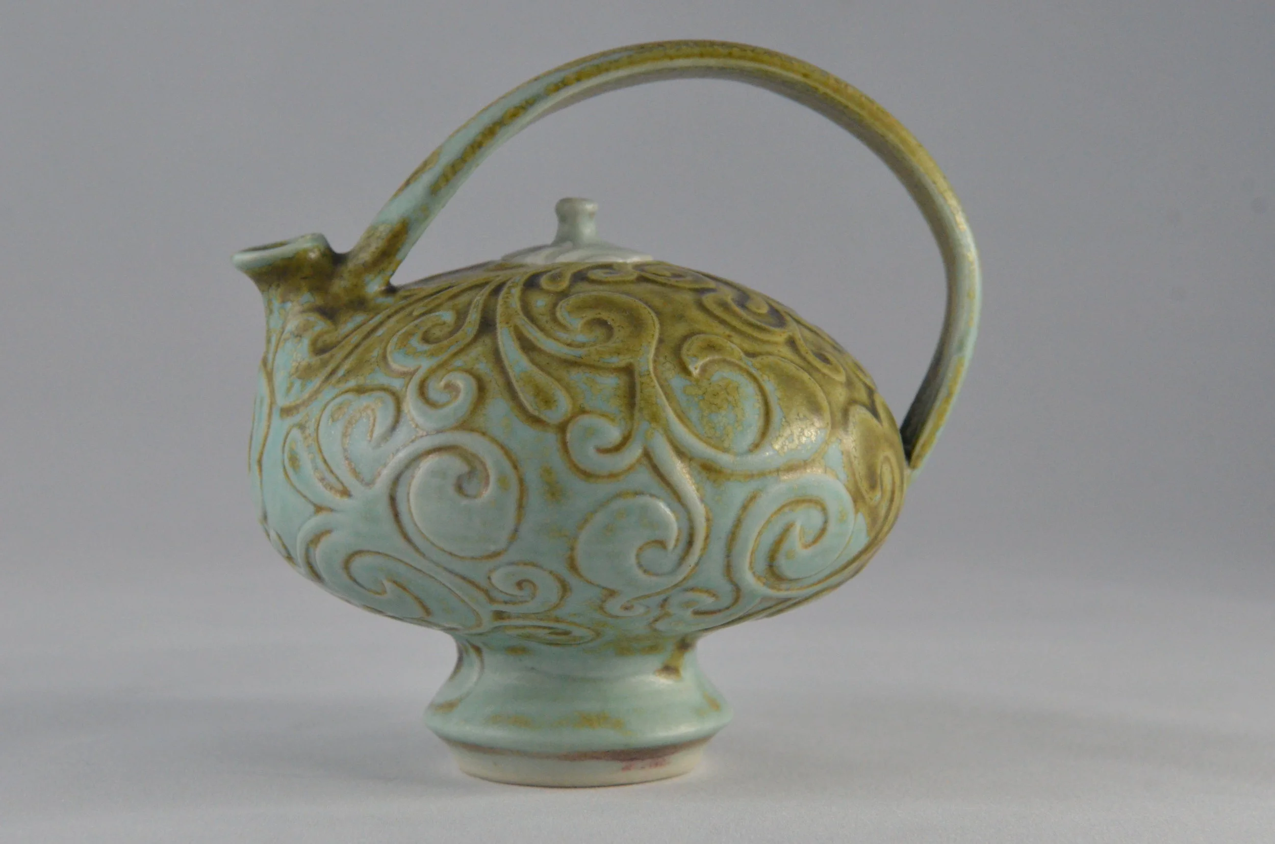 Small Teapot with Carved Curls