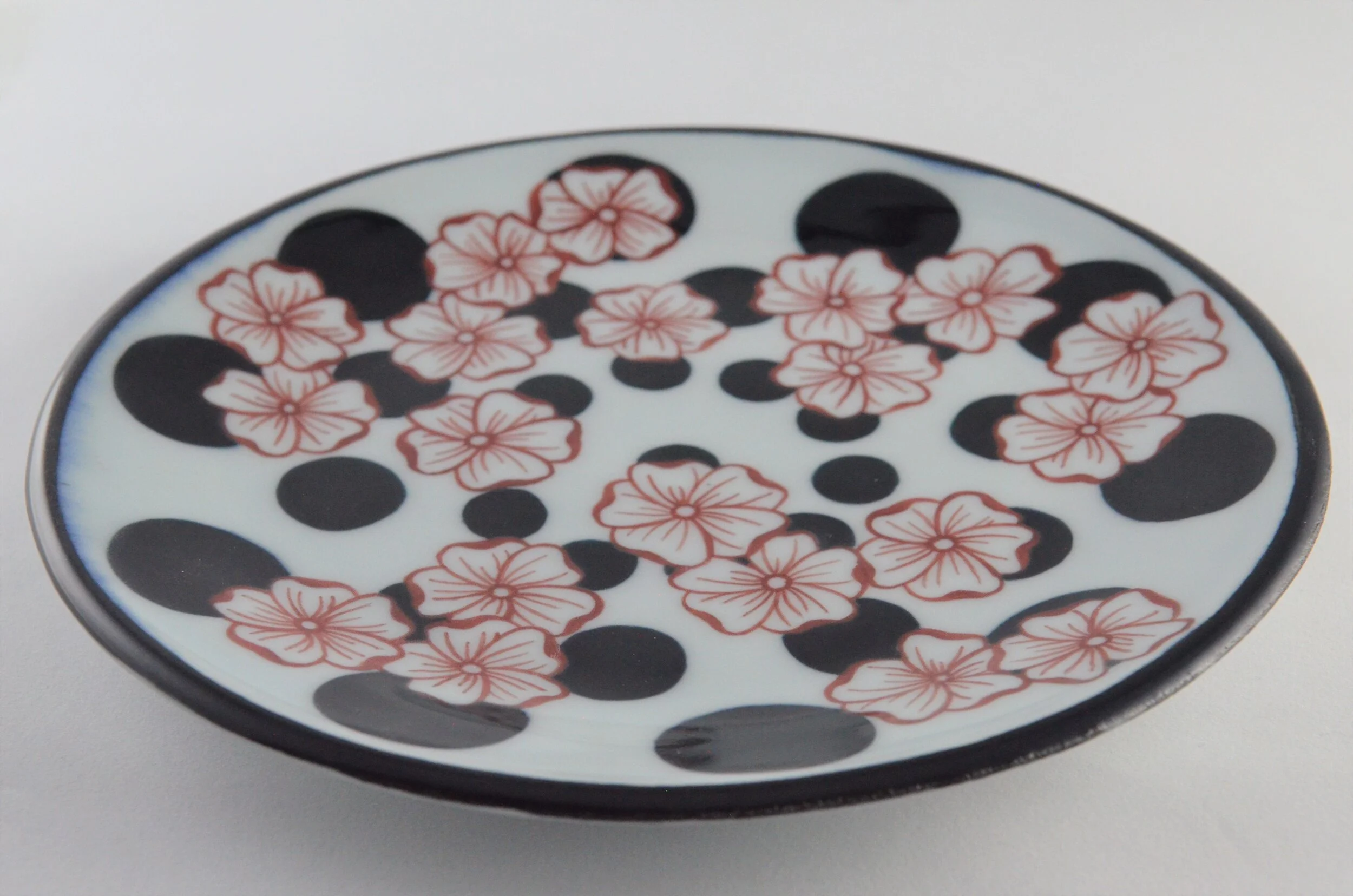 Red Flower and Dot Plate