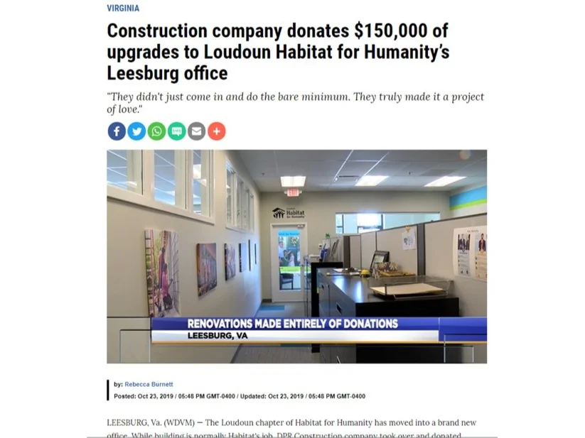 Construction company donates $150,000 of upgrades to Loudoun Habitat for Humanity’s Leesburg office