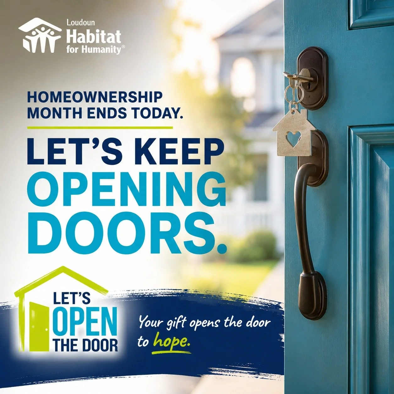 🏡 National Homeownership Month may be ending, but together, we can keep opening doors.

This month, we've celebrated the life-changing impact of safe, affordable homeownership. But for too many families in Loudoun County, the door to stability, secu