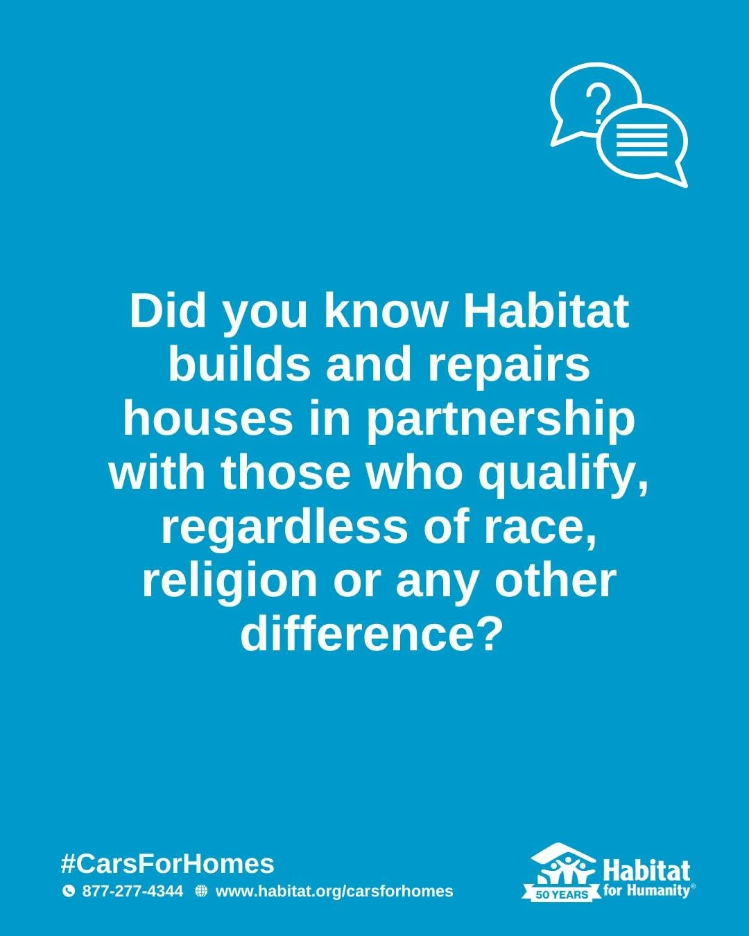 Prospective homeowners must meet three criteria: need, ability to repay the mortgage, and a willingness to partner with Habitat.

When you donate your car, you make an impact locally and help fund affordable housing programs in your area.

Learn more