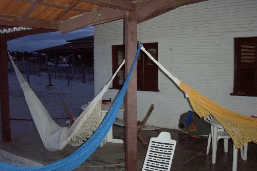 Hammocks out on a porch in Recife, during Brazil's Carnaval, circa 2001