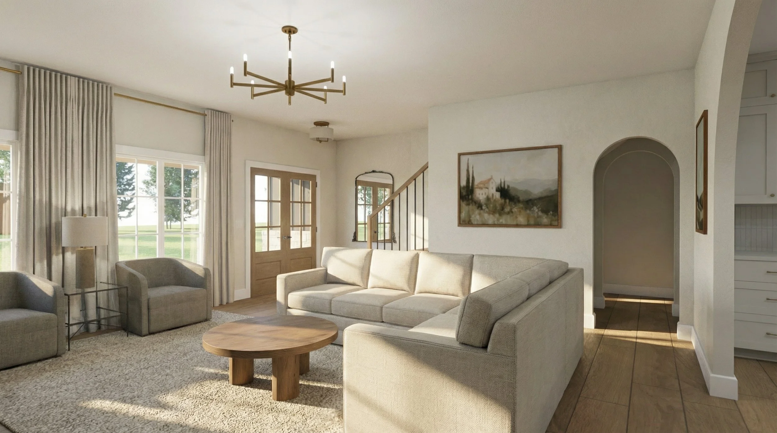 Living room and front-door entryway.