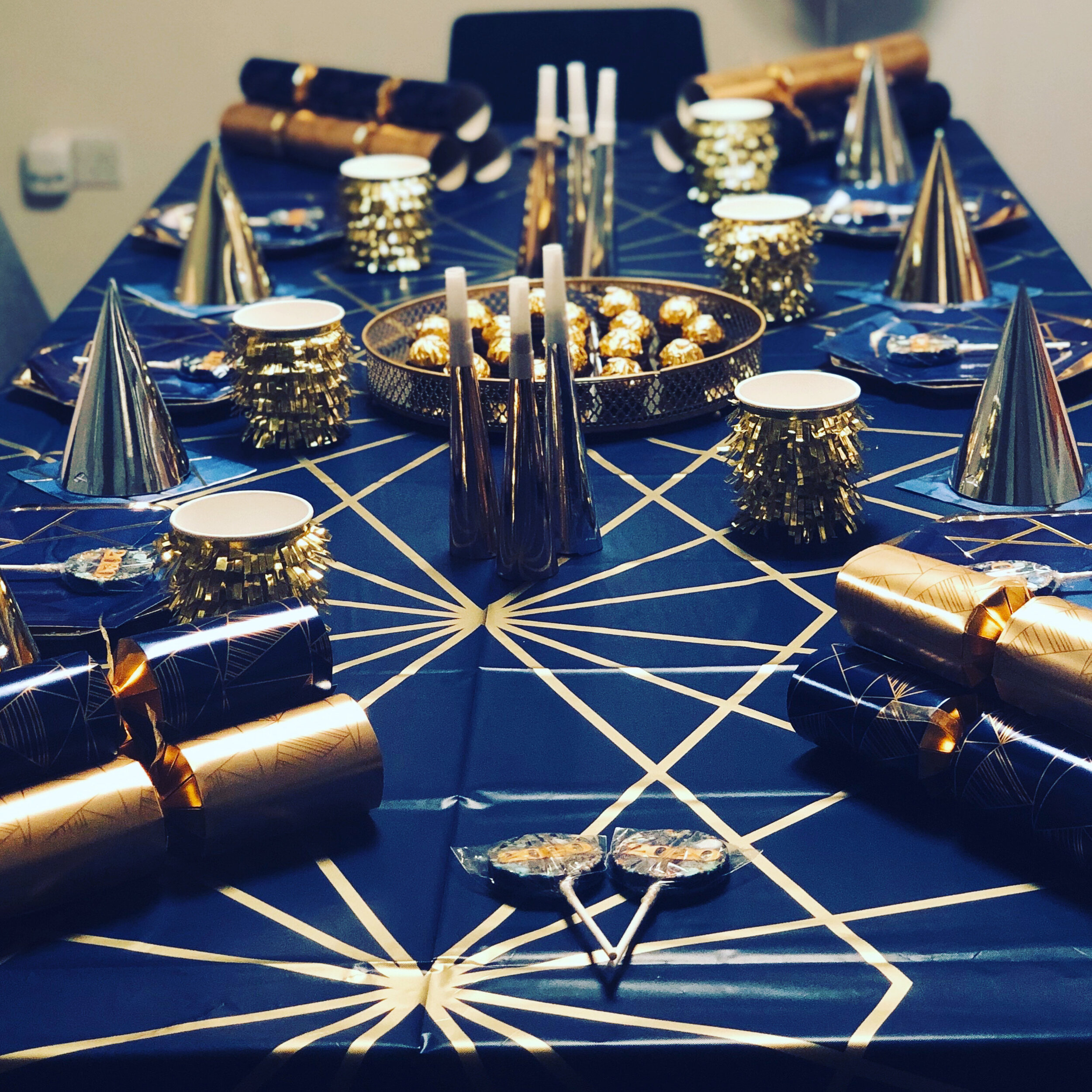 Navy and gold themed party