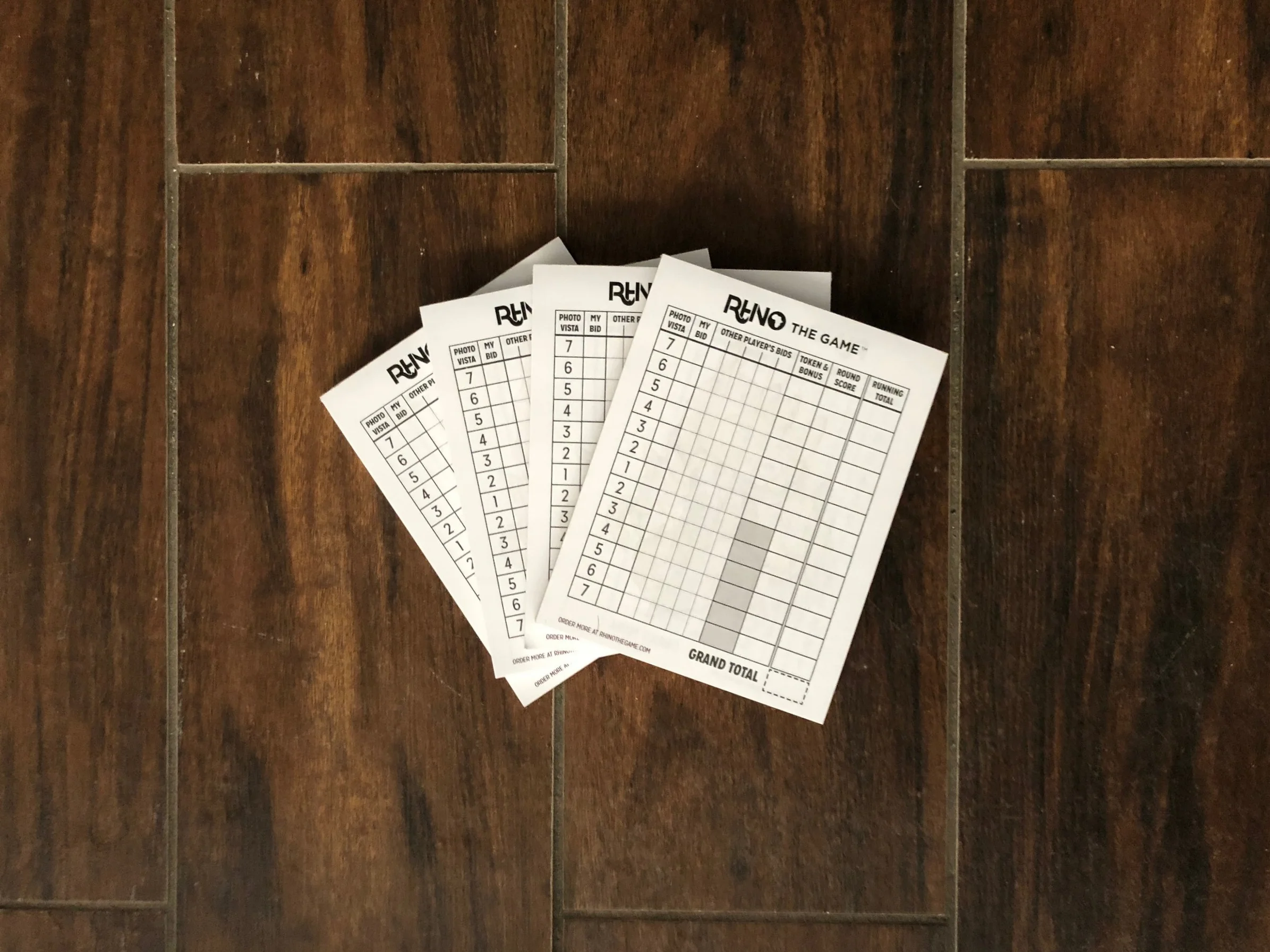 Rhino The Game 4 Pack Score Cards