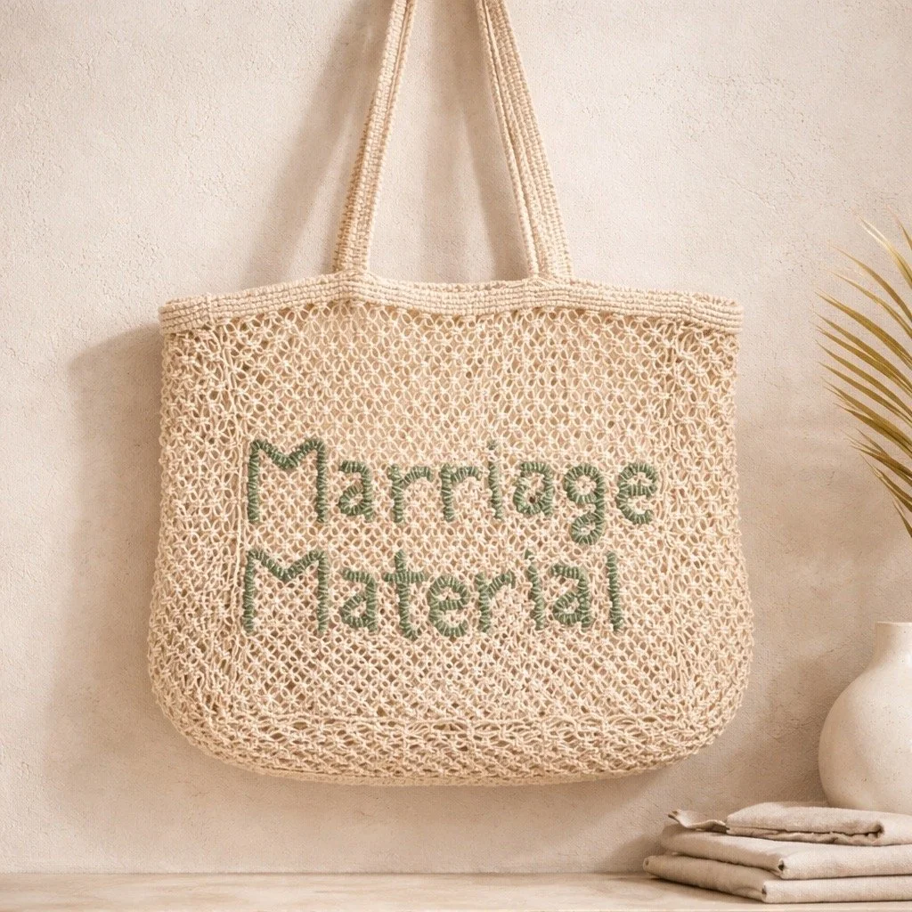 Marriage Material Net Jute Tote