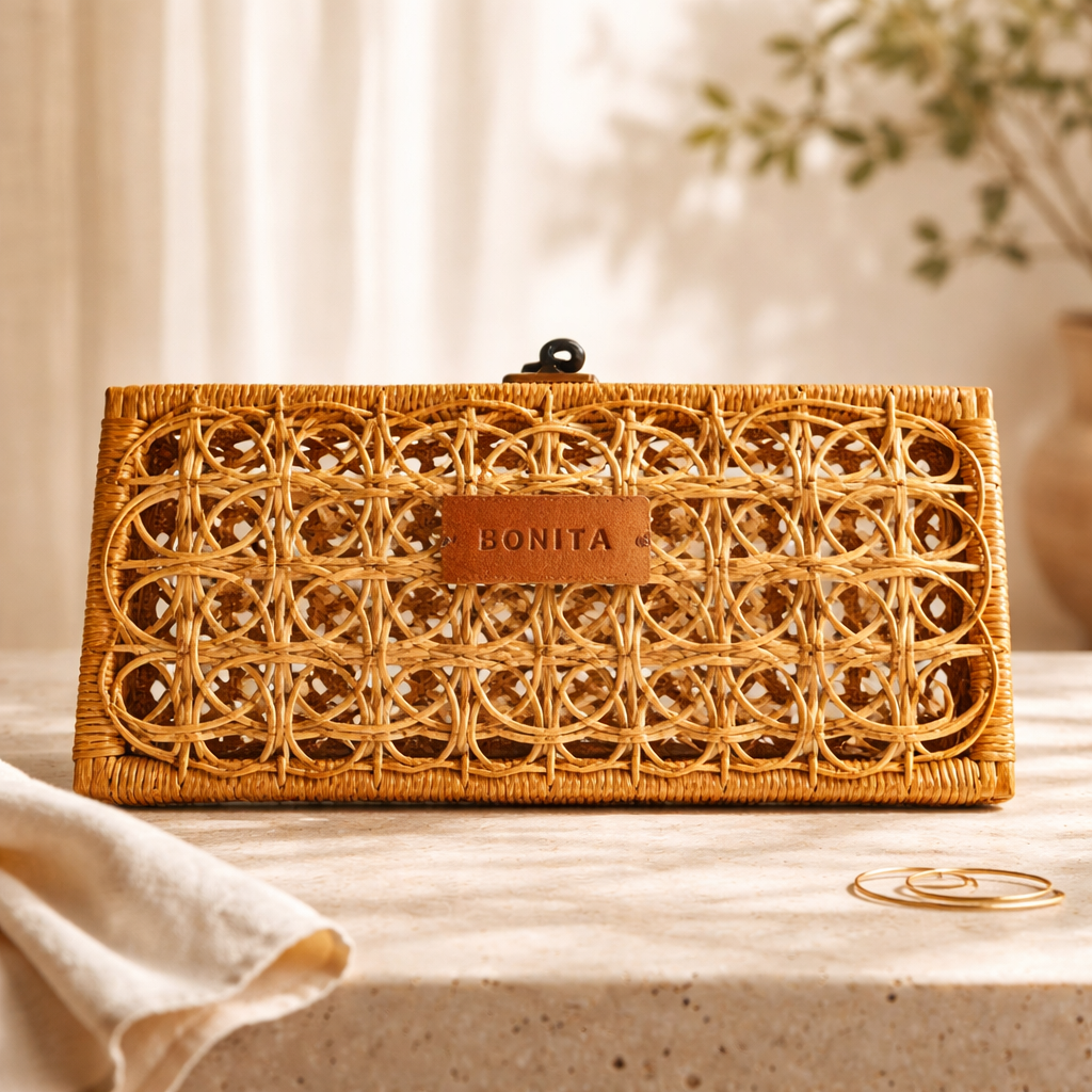 Bonita Isla Rattan Clutch