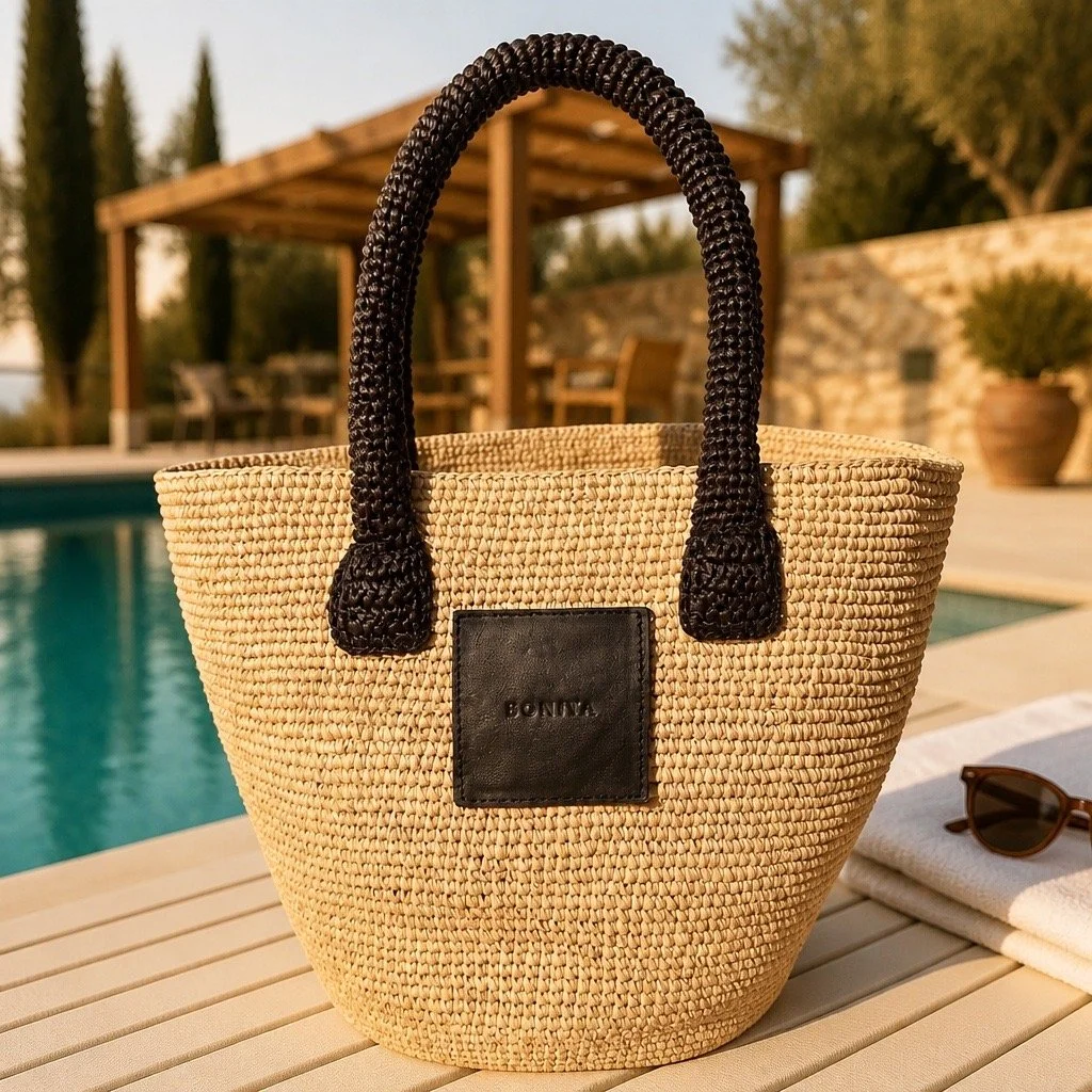 The Cala Raffia Basket - Noir